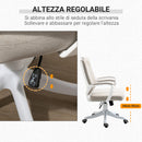 Sedia Operativa Ergonomica Regolabile Funzione Dondolo Beige e Bianco  -4