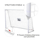 Porta da Calcio per Adulti e Bambini Bersaglio e Pali Rivestiti in Tessuto 186x62x123 cm Bianco -5