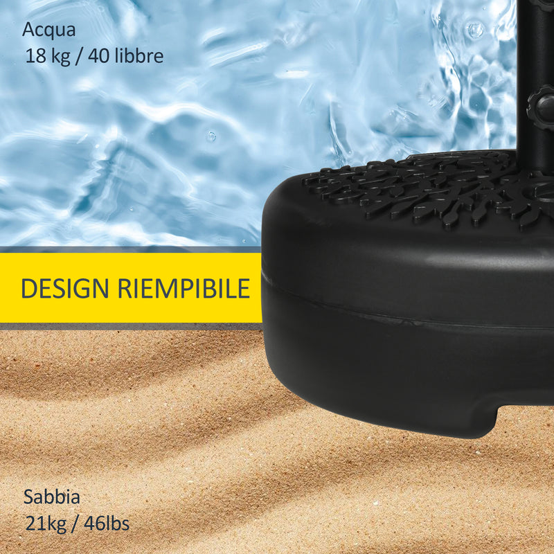 Base per Ombrellone Semicircolare Riempibile con Sabbia o Acqua per Pali 38-48mm Nero-5