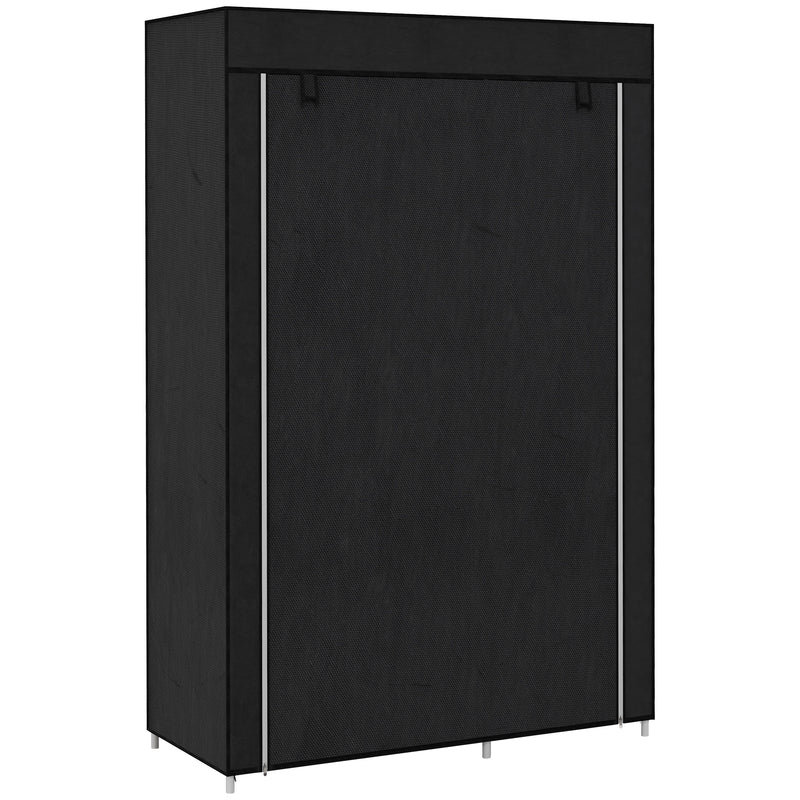 Armadio in Tessuto Portatile 103x43x162,5 cm Appendiabiti e 6 Ripiani Nero -1