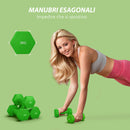 Set 2 Manubri Palestra 3 kg Pesi esagonali per Allenamento Verde-4