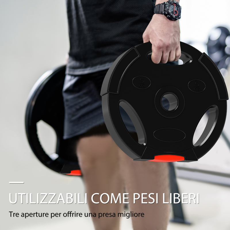 Set di 4 Dischi Pesi per Bilanciere totale 30KG - 2x5kg e 2x10kg     -4