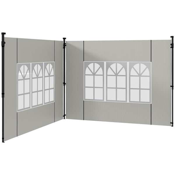 Set 2 Pareti Laterali per Gazebo 3x3m e 3x6m con Finestre 293x193 cm in PE e Plastica Bianco prezzo