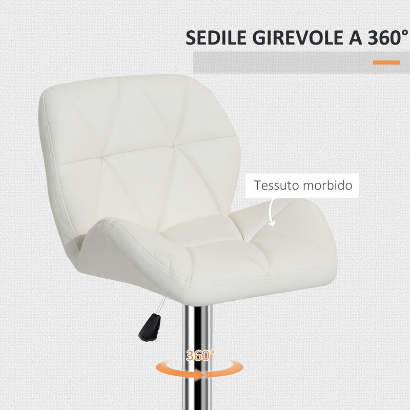 Sgabello da Bar Girevole 47x49x90-111 cm in Similpelle Bianco-5