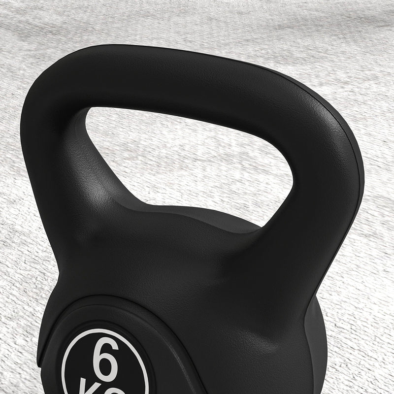 Kettlebell per Allenamento 6 kg in Plastica e Sabbia Nero  -9