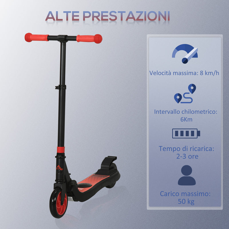 Monopattino Elettrico Pieghevole per Bambini Altezza Regolabile 75-80 cm Nero e Rosso  -4