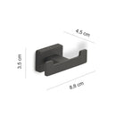 Set 2 Appendini Bagno 3,5x8,8x4,5 cm con Doppio Gancio Neri Bonussi-3