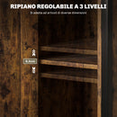 Comodino Stile Industriale 2 Ripiani e Scaffale Interno Regolabile 34x30x80 cm in Legno e Acciaio Marrone-5