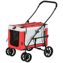 Passeggino per Cani Taglia Piccola e Mini con 2 Guinzagli e Custodia Portaoggetti 81x58x97.5 cm Rosso-1