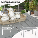 Set Tavolo e 6 Sedie Impilabili da Giardino in Acciaio Grigio Chiaro-5