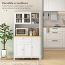 Credenza Dispensa Cucina Armadietti con Mensole Regolabili 100x40x180 cm Bianco  -4