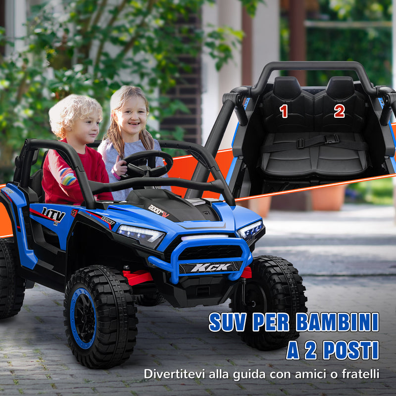 Macchina Elettrica per Bambini 24V Velocità 5-7km/h Guida Manuale e Telecomando Blu -4