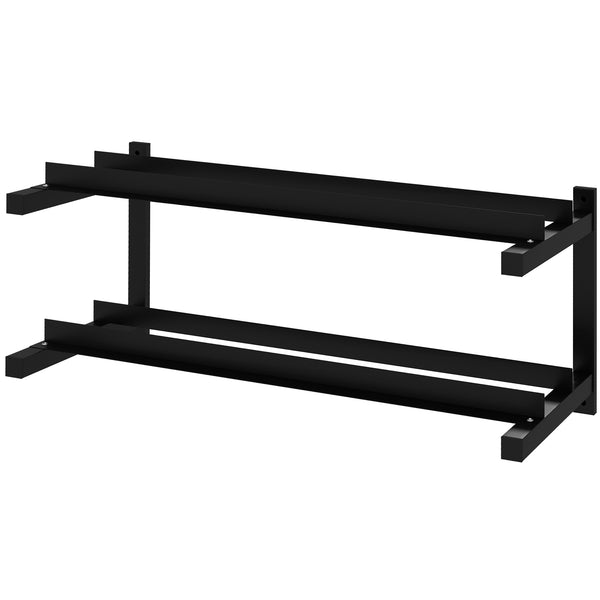 acquista Rastrelliera Porta Manubri a 2 Livelli a Parete per 70kg max 98x40x35 cm in Acciaio Nero