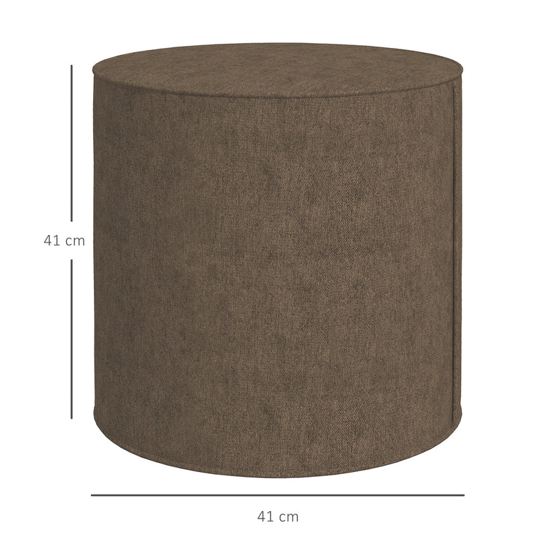 Pouf Poggiapiedi 41x41 cm Rivestimento Rimovibile Tessuto Effetto Lino Marrone -3