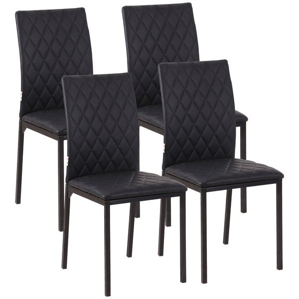 Set 4 Sedie da Pranzo in Finta Pelle Effetto Diamantato Nero acquista