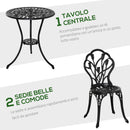 Set Tavolino e 2 Sedie da Giardino in Alluminio Nero-4