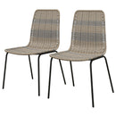 Set 2 Sedie da Pranzo Stile Boho Chic con Schienale Basso 48x55x85 cm Rivestimento in Rattan PE Giallo-1