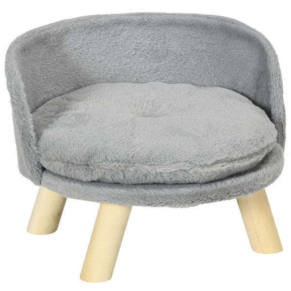 Divano per Cani e Gatti Rotondo con Cuscino in Tessuto di Peluche e Legno Ø40,5x33 cm Grigio acquista