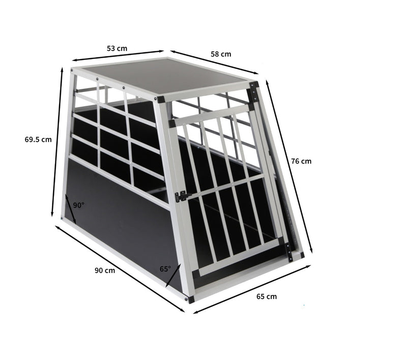 Gabbia per Trasporto Animali Grande per Auto 65x90x69 cm Angolo 65° in Alluminio  -2