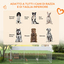 Kennel per Cani da Esterno 6x2,3x2,3m con Tetto Impermeabile in Tessuto Oxford e Acciaio Argento-4