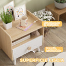 Comodino per Bambini con Cassetto e Vano a Giorno 40x32.5x40 cm in Legno Bianco -7