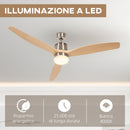 Ventilatore da Soffitto con Luce LED Bianca a 6 Velocità e Timer Ø132 x 43A cm in Metallo e Acrilico -5