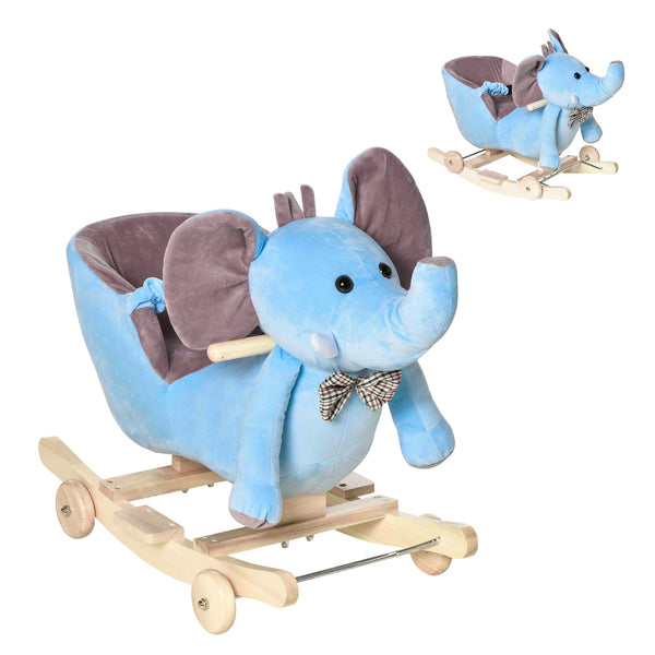 Cavallo a Dondolo per Bambini in Legno e Peluche Elefante Blu prezzo