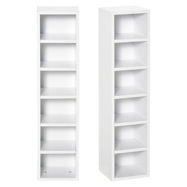 Set 2 Pezzi Mobile Libreria Porta CD 21x19.2x88,3 cm in Legno Bianco prezzo