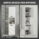 Pensile da Bagno 2 Armadietti e Vano a Giorno 30x30x131,5 cm in Legno Bianco  -6