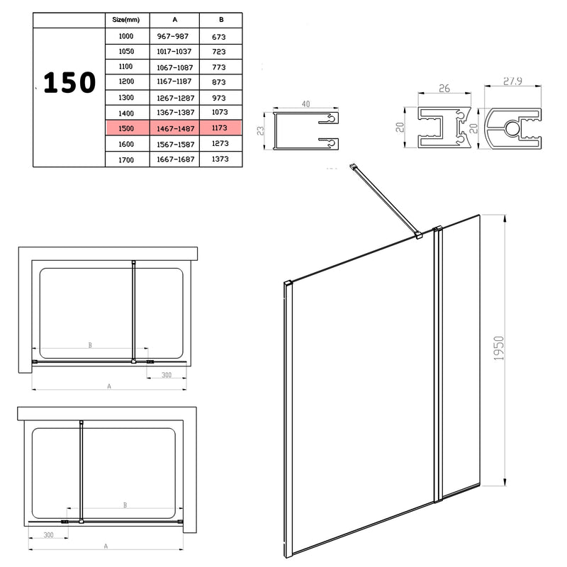 Parete Doccia Walk-In con Aletta Richiudibile in Cristallo trasparente 8mm H195 Bonussi Sveva Varie Misure-7