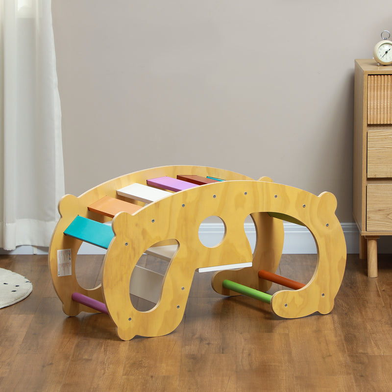 Gioco per Bambini 2 in 1 Arco Montessoriano Sedia a Dondolo 91x41x48 cm in Legno di Pino  -9