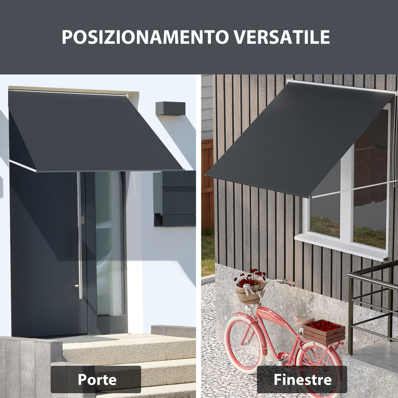 Tenda da Sole a Bracci con Apertura Manuale 150x120 cm Inclinazione e Protezione UV30+ Grigio-6