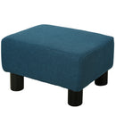 Pouf Poggiapiedi Imbottito 40x30x24 cm Rettangolare Blu Scuro  -1