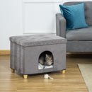 Casetta per Gatti Pouf Poggiapiedi Imbottito 60x45x44,5 cm con Cuscino Rimovibile e Lavabile Grigio-2