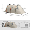 Tenda da Campeggio 4-5 Persone con Copertura Oscurante 460x230x180 cm Impermeabile con Borsa di Trasporto in Poliestere Kaki-3