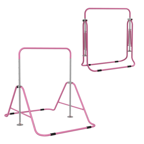 online Barra Trazioni per Bambini Pieghevole Altezza Regolabile 88-128 cm in Acciaio Rosa