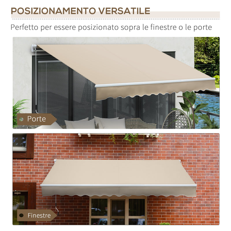 Tenda da Sole per Esterno Avvolgibile a Bracci 350x250 cm con Apertura a Manovella Crema-5