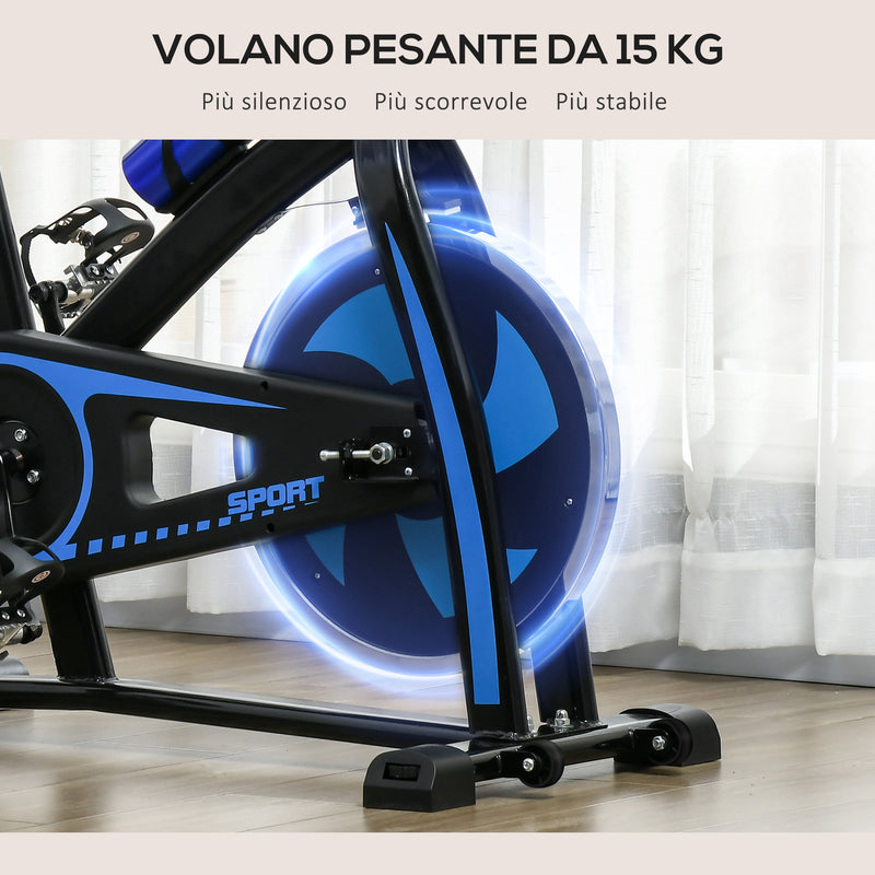 Cyclette con Monitor LCD e Sella Regolabile 118x50x105-115 cm Blu  -8