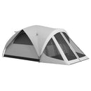 Tenda da Campeggio 4 Posti Impermeabile con Zona Notte e Zona Giorno 430x300x190 cm in Poliestere Grigio-1