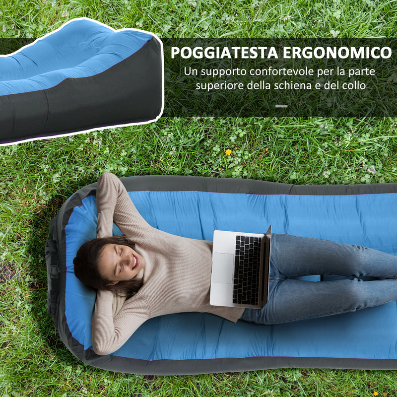 Lettino Gonfiabile da Campeggio 195x83x52 cm Mare con Borsa di Trasporto Blu-5