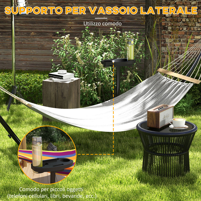 Supporto per Amaca max 150kg con Tavolino Integrato 285x125x110 cm in Acciaio Nero-6