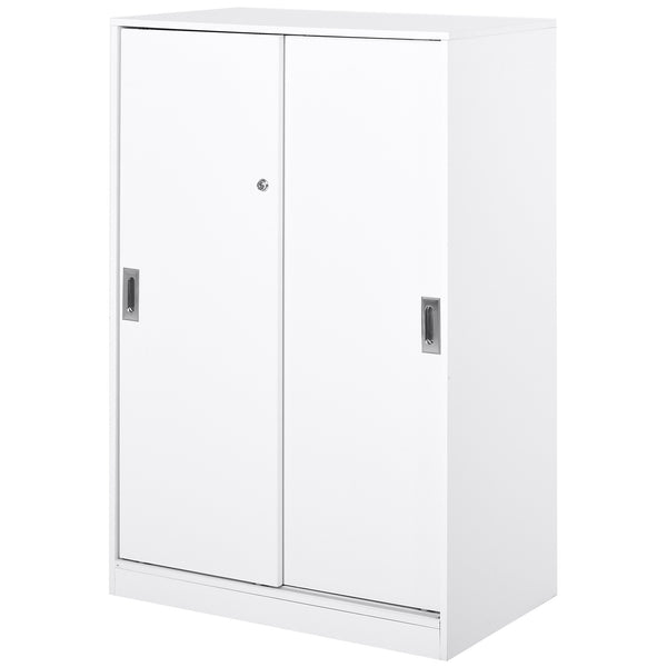 Armadietto da Ufficio 3 Ripiani con Chiavi 80x40x120 cm in Truciolato Bianco sconto