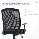 Sedia Poltrona Operativa da Ufficio 58x56x97,5-106,5 cm Funzione Dondolo e Tessuto a Rete Nero-5