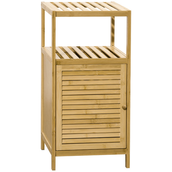 online Mobiletto Bagno Armadietto con Anta 33x36,5x67 cm in Bambù a Doghe Naturale