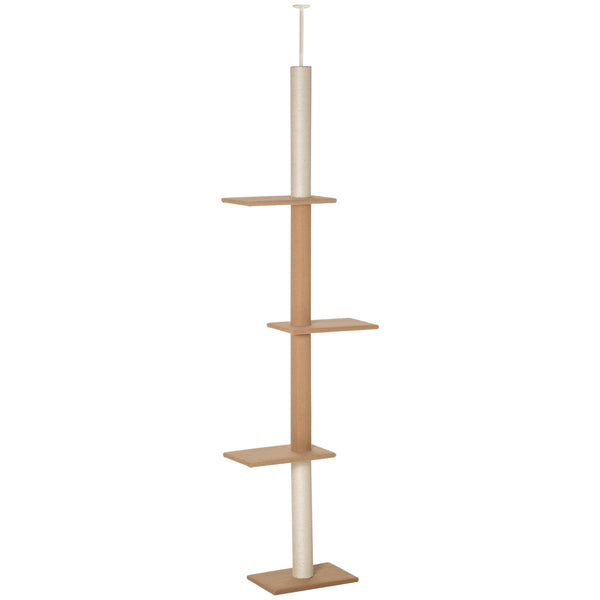 online Albero Tiragraffi per Gatti a Soffitto 4 Livelli 43x27x228-260cm Altezza Regolabile Marrone