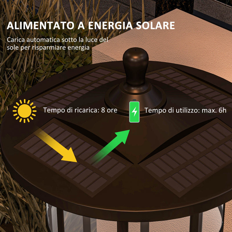 Lampione Solare da Giardino con Luce LED Bianco Freddo e IP44 H184 cm in Acciaio Inox e ABS Nero-4