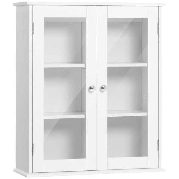 prezzo Pensile da Bagno Armadietto con Anta a Vetro 55x20x65 cm in Legno Bianco