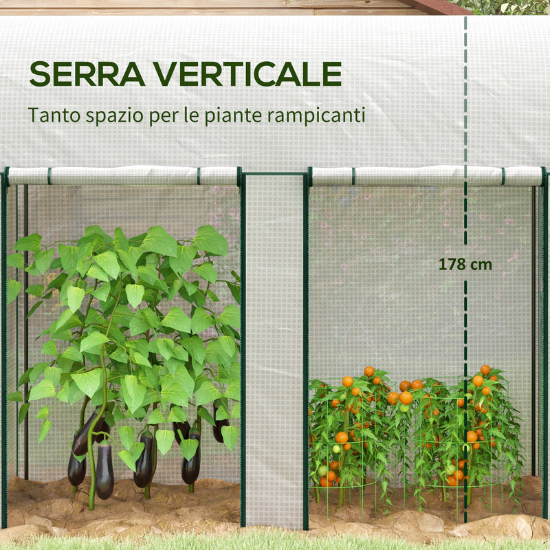 Serra da Giardino 2 m² 200x100x178 cm 2 Porte Avvolgibili Copertura in PE Bianco  -4