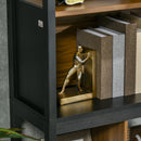 Mobile Libreria  4 Livelli Aperti con Armadietto 76.5x30x150 cm in Truciolato e MDF Marrone e Nero-9