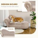 Cuccia Divano per Cani con Vano Contenitore 80x40x46 cm Rivestimento Morbido Beige -6